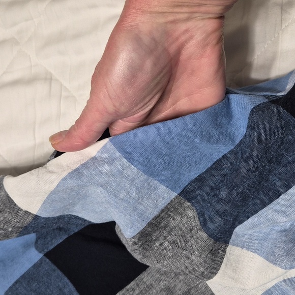 JH Blue And White Plaid Dress With POCKETS Ex Cond Size 4 LINEN & COTTON NWOT - Picture 4 of 7